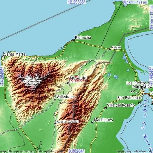 Topographic map of Fonseca