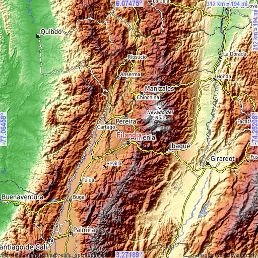 Topographic map of Filandia