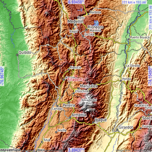 Topographic map of Filadelfia