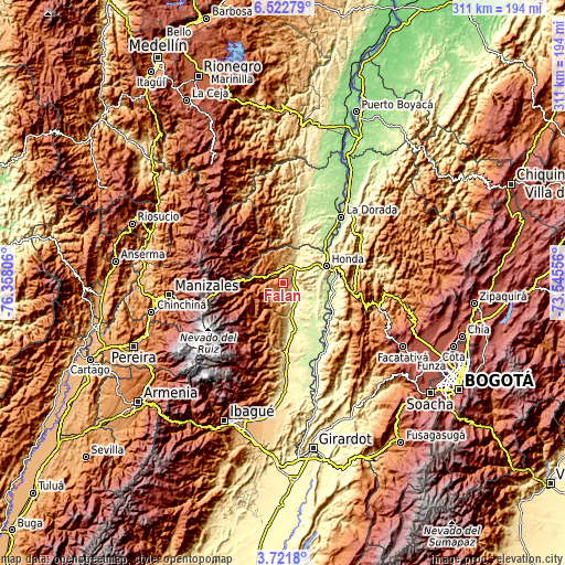 Topographic map of Falan