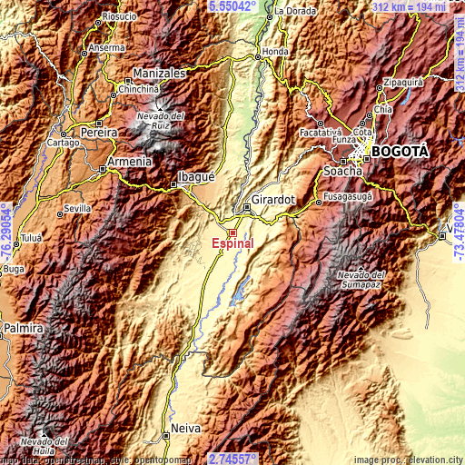 Topographic map of Espinal