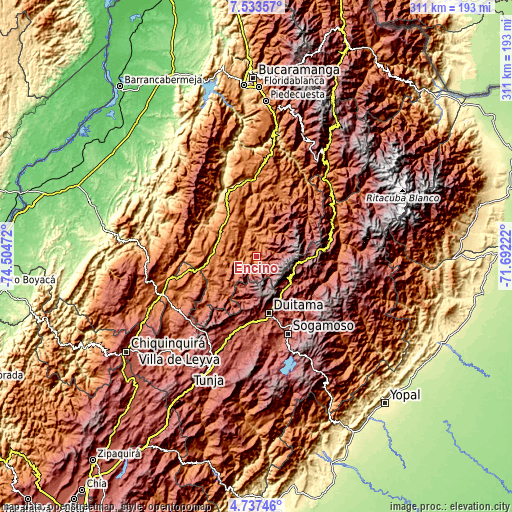 Topographic map of Encino