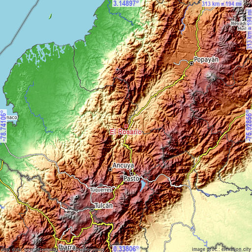 Topographic map of El Rosario