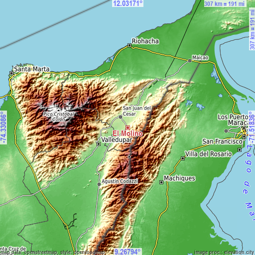 Topographic map of El Molino