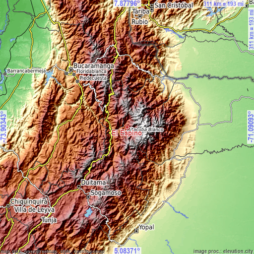 Topographic map of El Espino