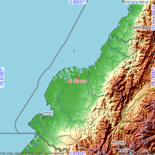 Topographic map of El Charco