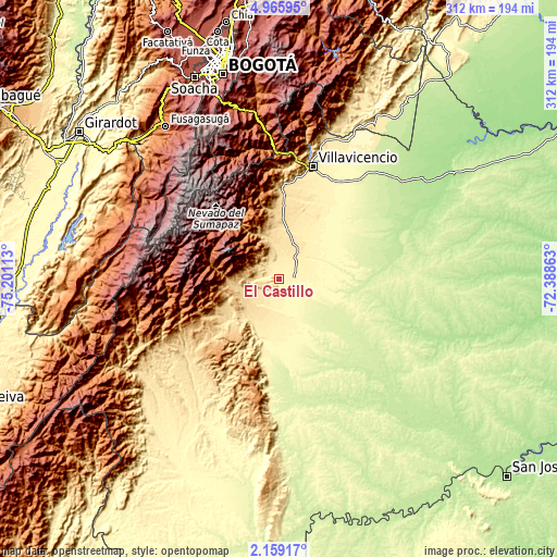 Topographic map of El Castillo