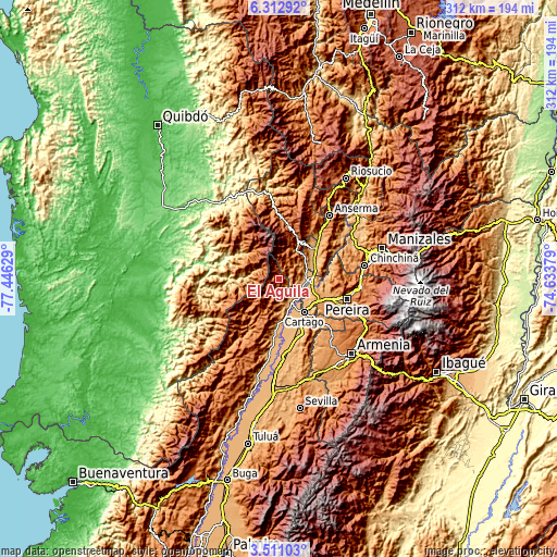 Topographic map of El Águila
