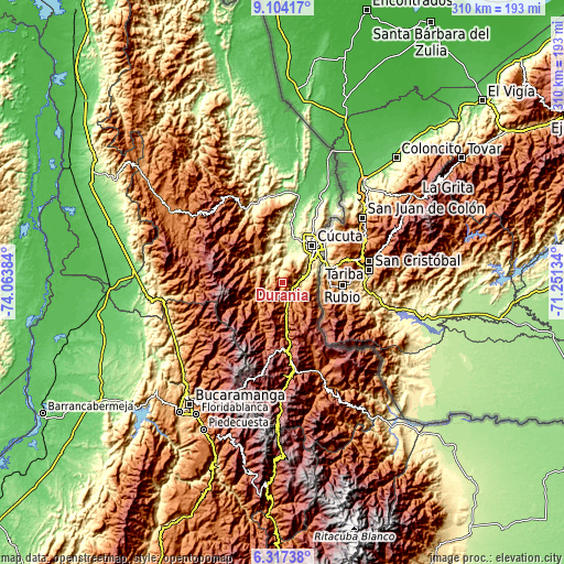 Topographic map of Durania