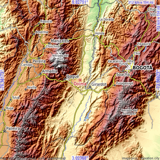 Topographic map of Doima