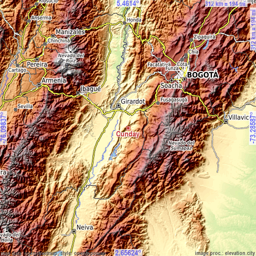 Topographic map of Cunday