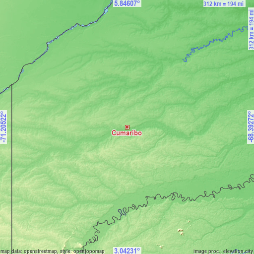 Topographic map of Cumaribo