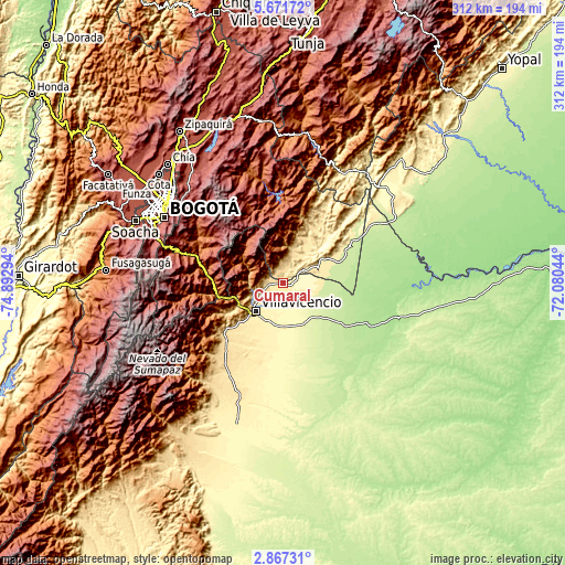 Topographic map of Cumaral
