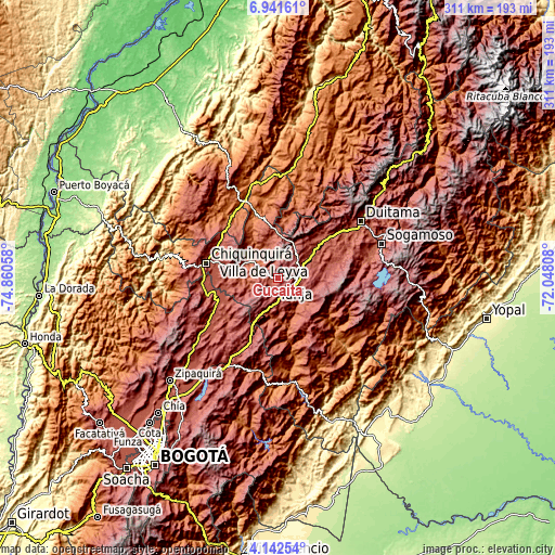 Topographic map of Cucaita