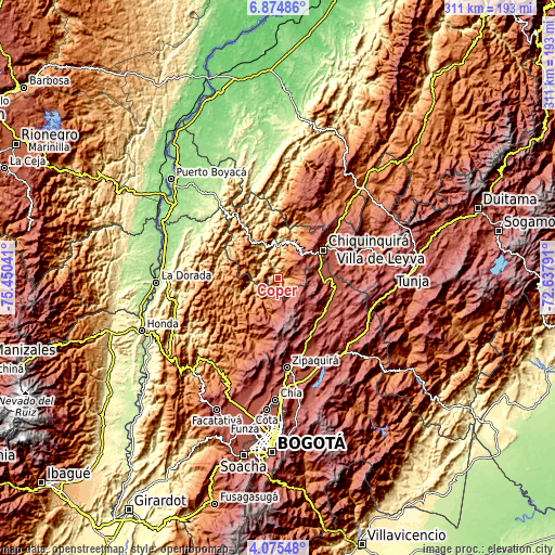 Topographic map of Coper