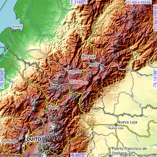 Topographic map of Contadero