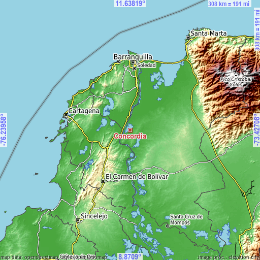 Topographic map of Concordia