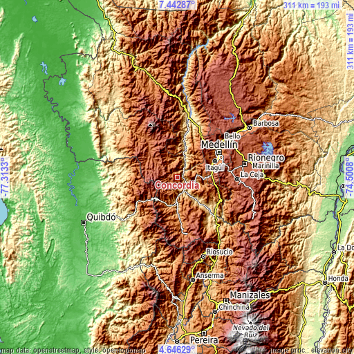 Topographic map of Concordia