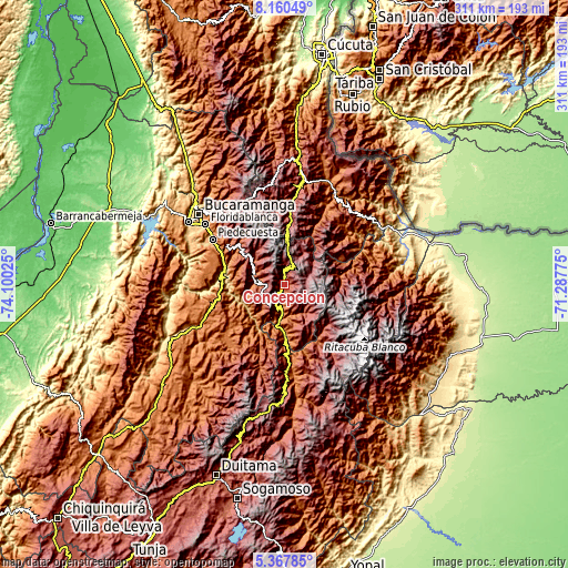 Topographic map of Concepción