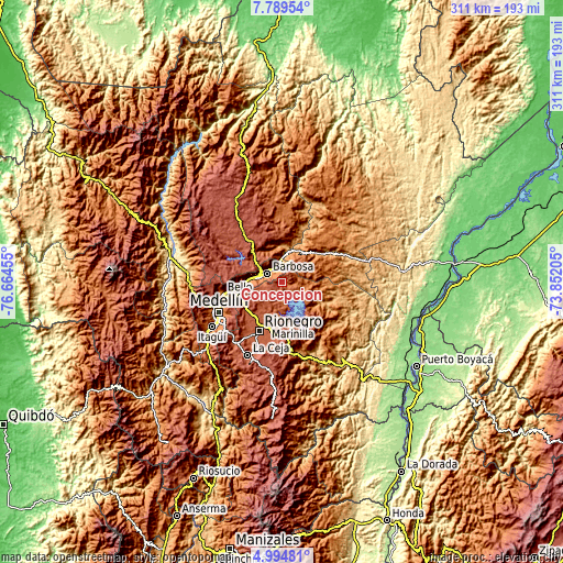 Topographic map of Concepción