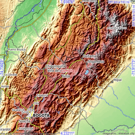 Topographic map of Cómbita