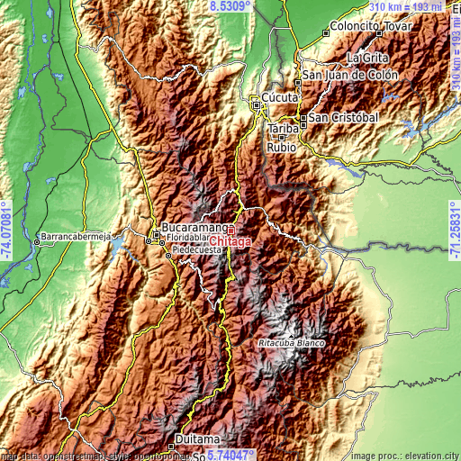 Topographic map of Chitagá