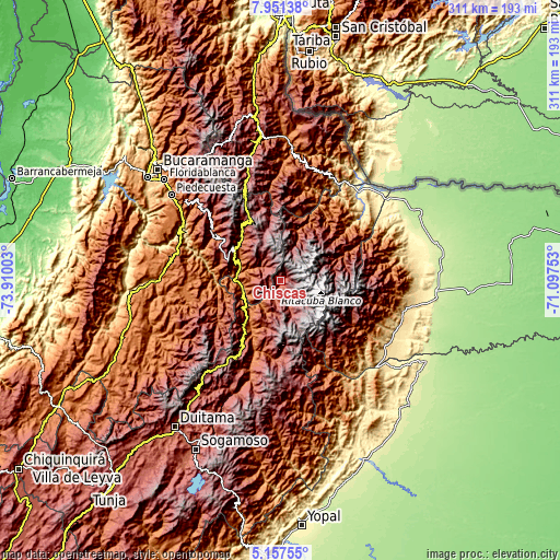 Topographic map of Chiscas