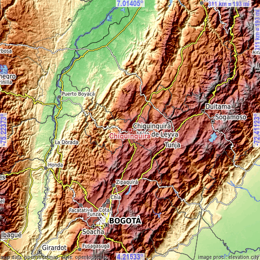 Topographic map of Chiquinquirá