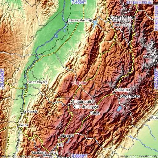 Topographic map of Chipatá