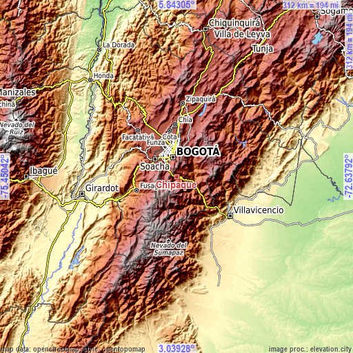 Topographic map of Chipaque