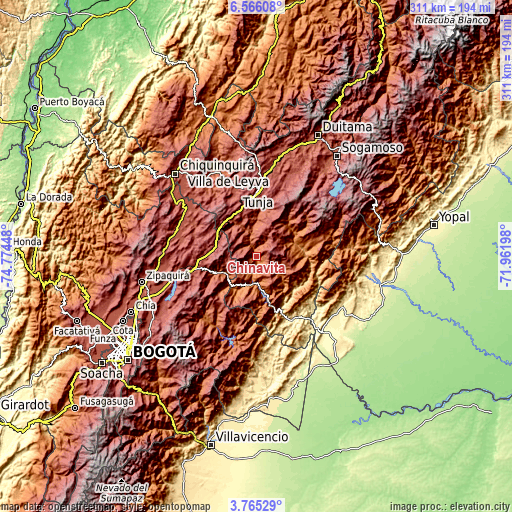 Topographic map of Chinavita