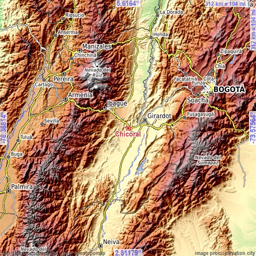 Topographic map of Chicoral