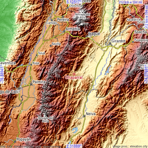 Topographic map of Chaparral