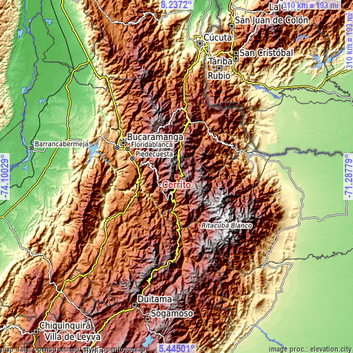 Topographic map of Cerrito