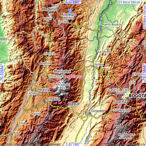 Topographic map of Casabianca