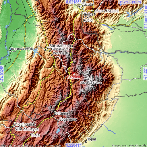 Topographic map of Carcasí