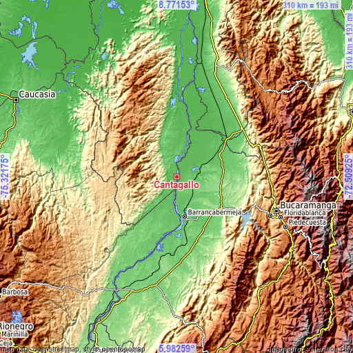 Topographic map of Cantagallo