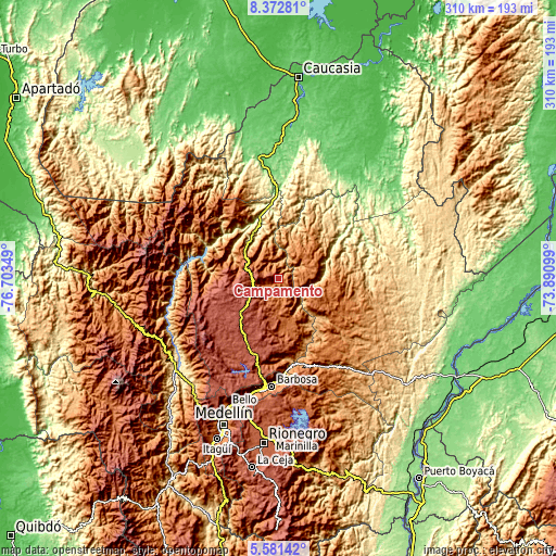 Topographic map of Campamento