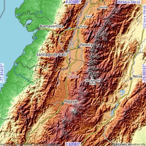 Topographic map of Caloto