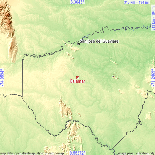 Topographic map of Calamar