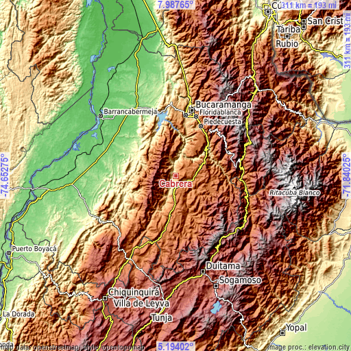 Topographic map of Cabrera