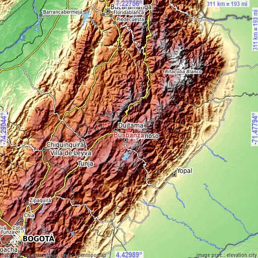Topographic map of Busbanzá