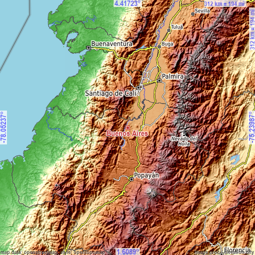 Topographic map of Buenos Aires