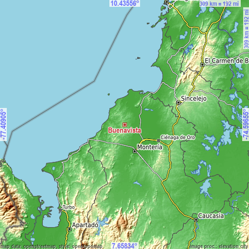 Topographic map of Buenavista