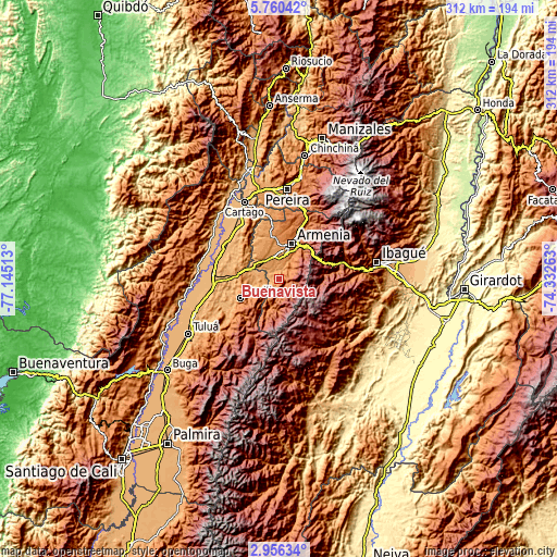 Topographic map of Buenavista