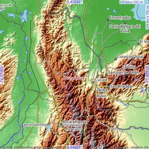 Topographic map of Bucarasica