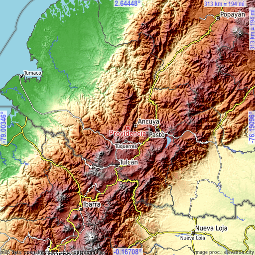 Topographic map of Providencia