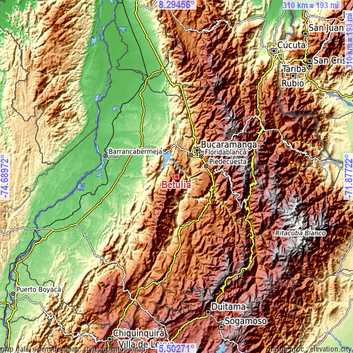 Topographic map of Betulia
