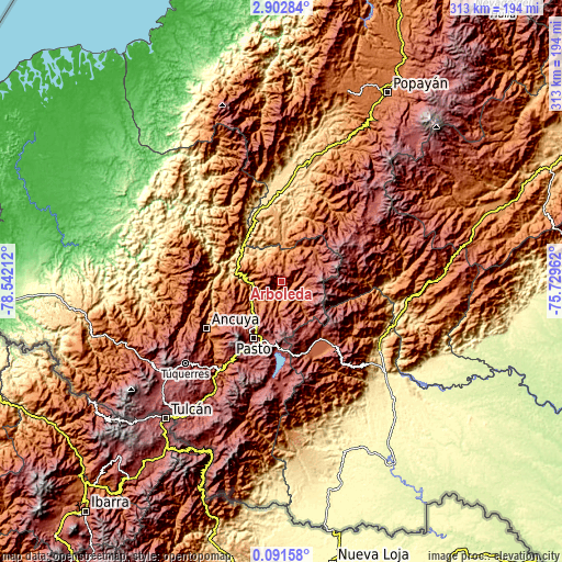 Topographic map of Arboleda