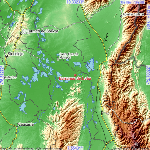 Topographic map of Barranco de Loba